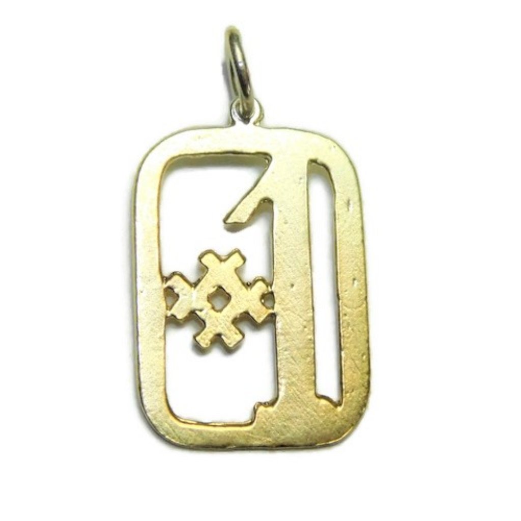 #1 With Outline Charm Pendant 14k Yellow Gold